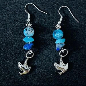 Hand Crafted Silver and Turquoise Bird Earrings